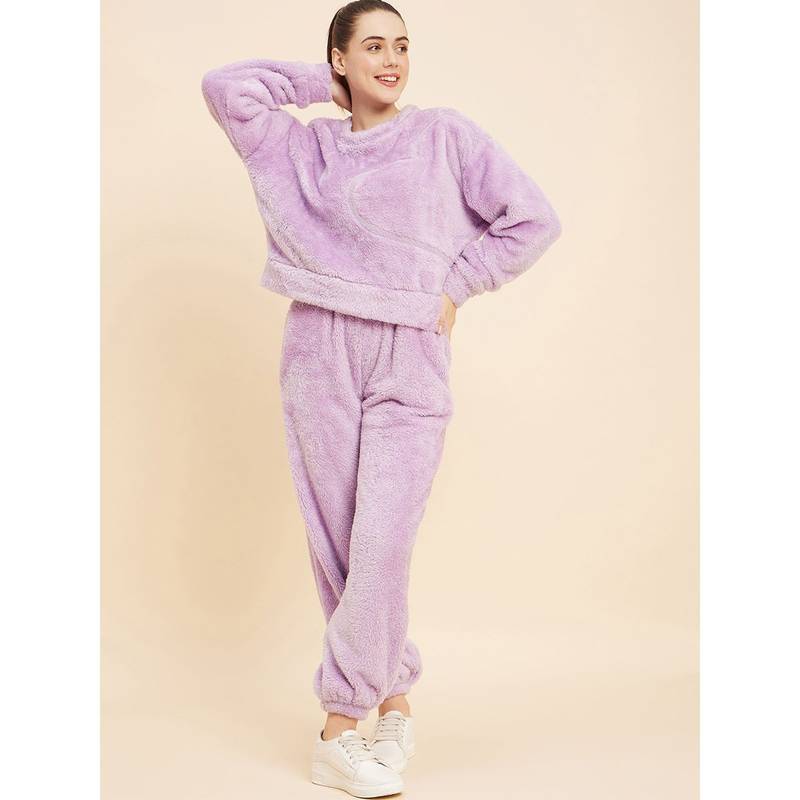 Sweet Dreams Women Solid Track Suit Lavender (Set of 2) (2XL)