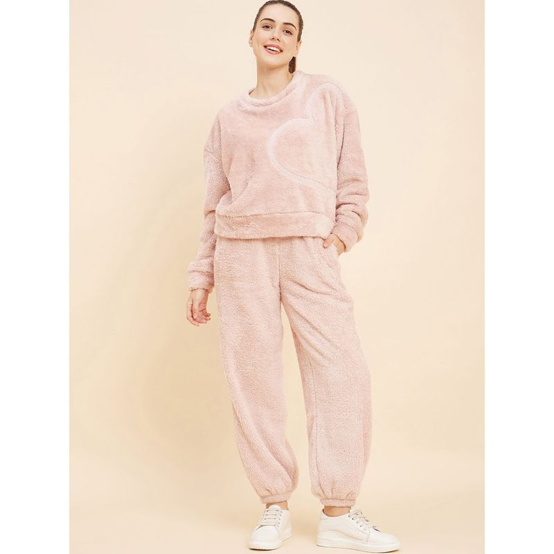 Sweet Dreams Women Solid Track Suit Pink (Set of 2) (L)
