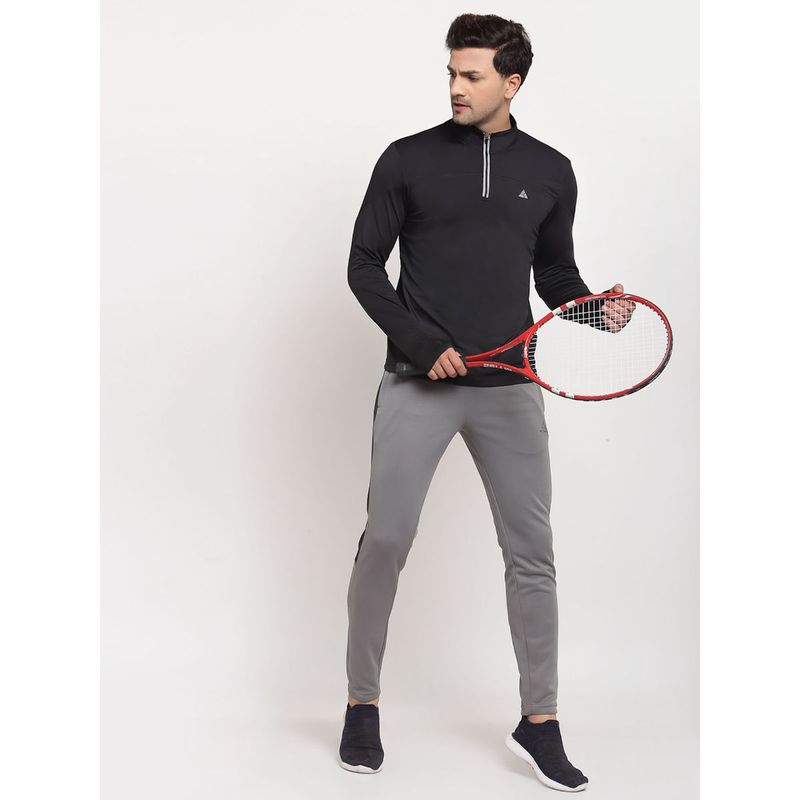 Athlisis Men Black Zipper High Neck DRY PLUSRunning T-shirt (M)