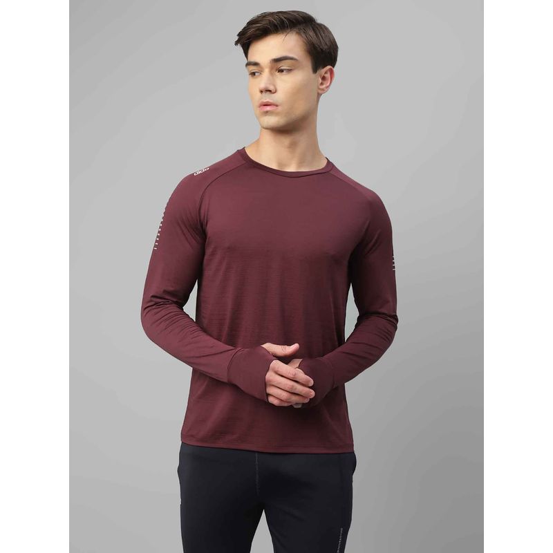 Dida Men Stretchable Athletic-Fit Regular Full-Sleeve Sports T-Shirt Wine (M)