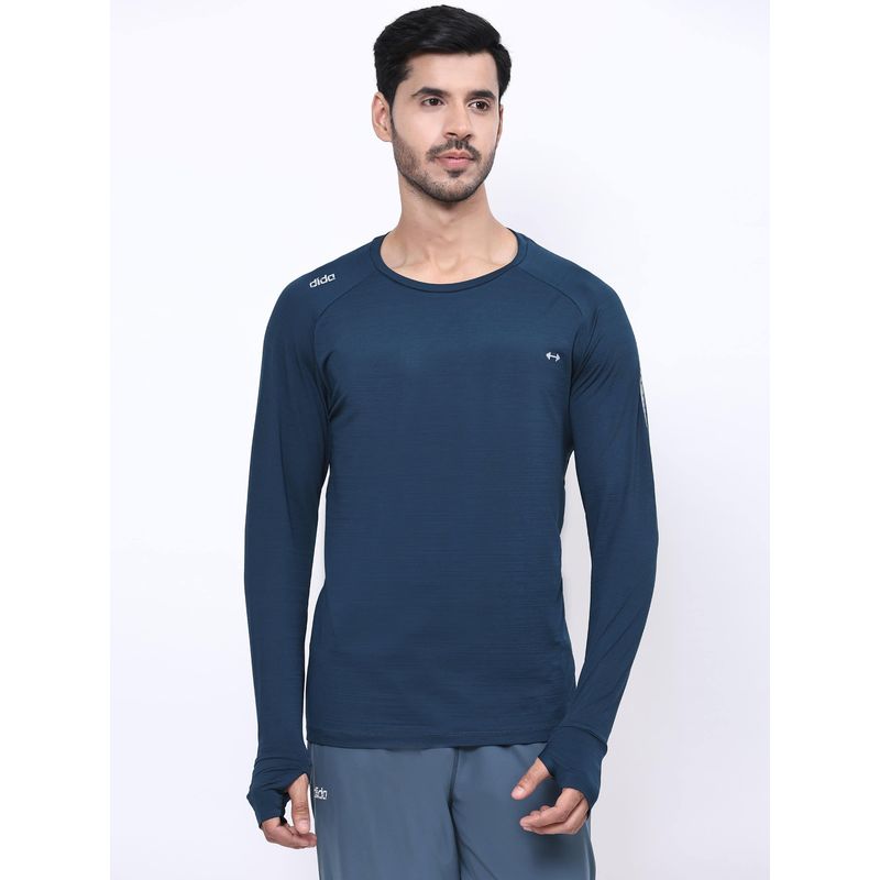 Dida Men Athletic-Fit Regular Full-Sleeve All-Season Sports T-Shirt Indigo (L)