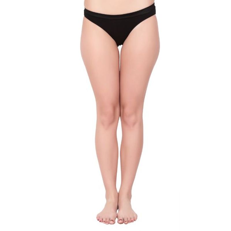 SOIE Women's Black Satin Panelled Panty (XL)