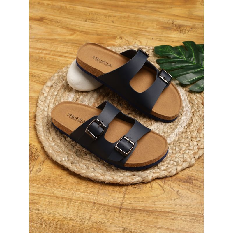 Truffle Collection Navy Blue Solid Flats (UK 3)