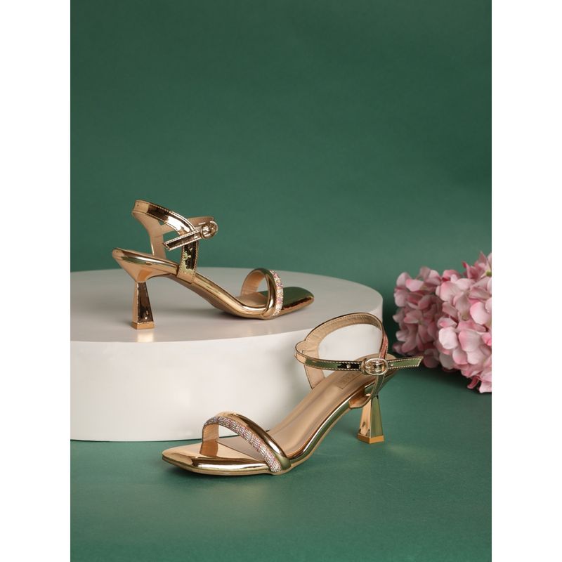Truffle Collection Rose Gold Embellished Heels (UK 3)