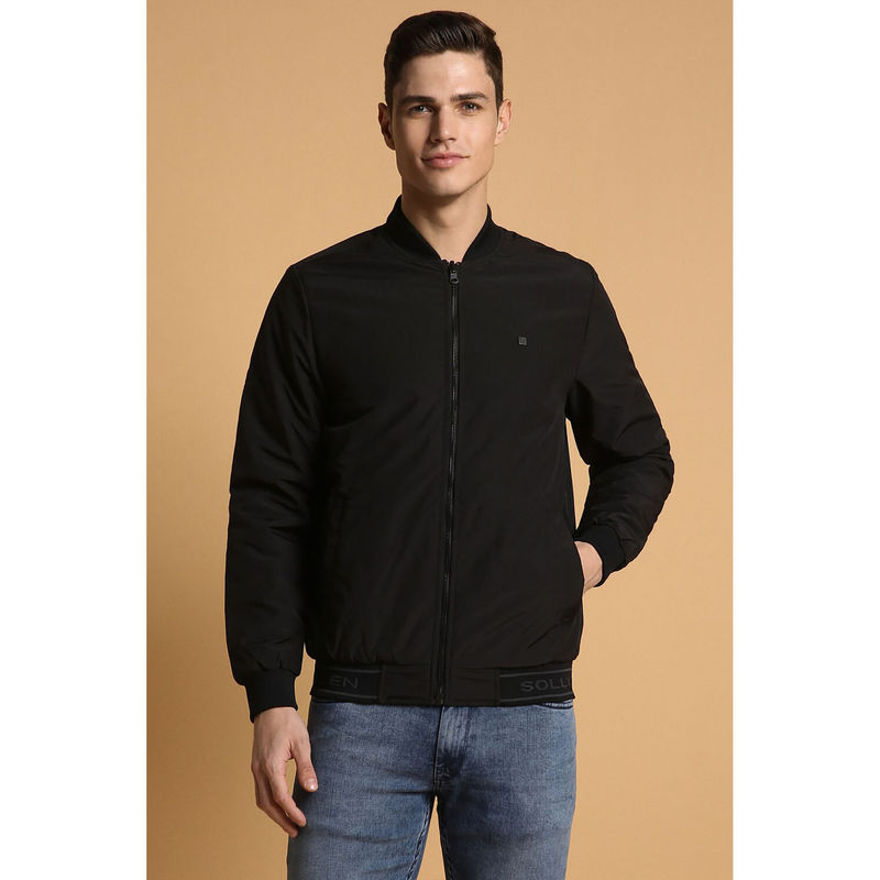 Allen Solly Men Black Solid Full Sleeves Casual Jacket (M)