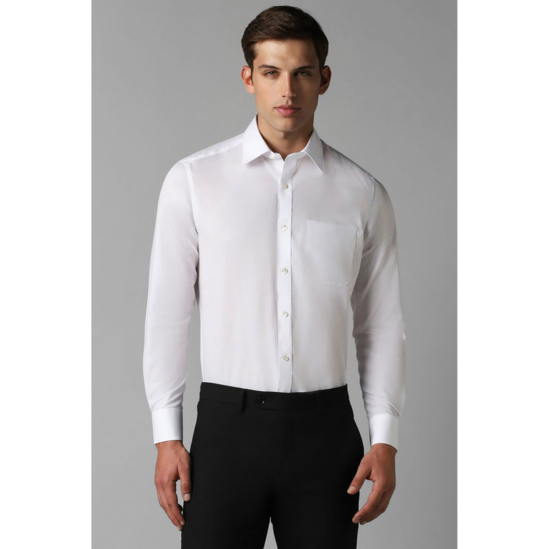 Louis Philippe Men White Classic Fit Solid Full Sleeves Formal Shirt (38)