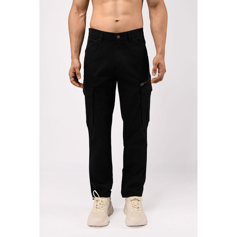 TAILORAEDGE Black Utility Zip Cargo Pant (28)
