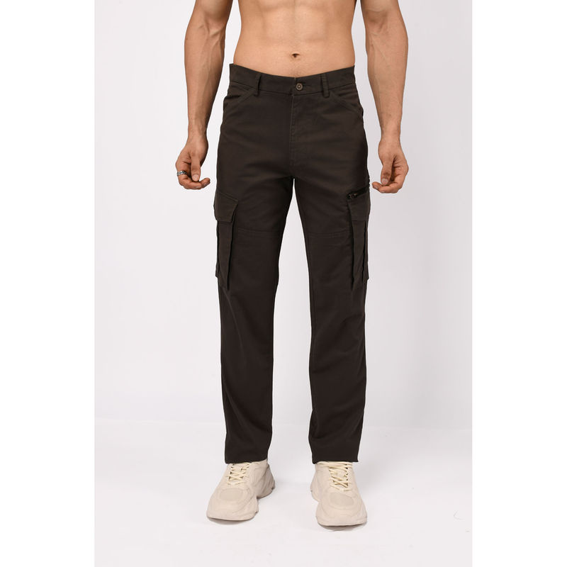 TAILORAEDGE Olive Utility Zip Cargo Pant (28)