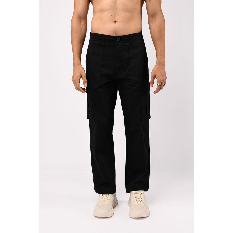 TAILORAEDGE Black Carpenter Relaxed Cargo Pant (30)
