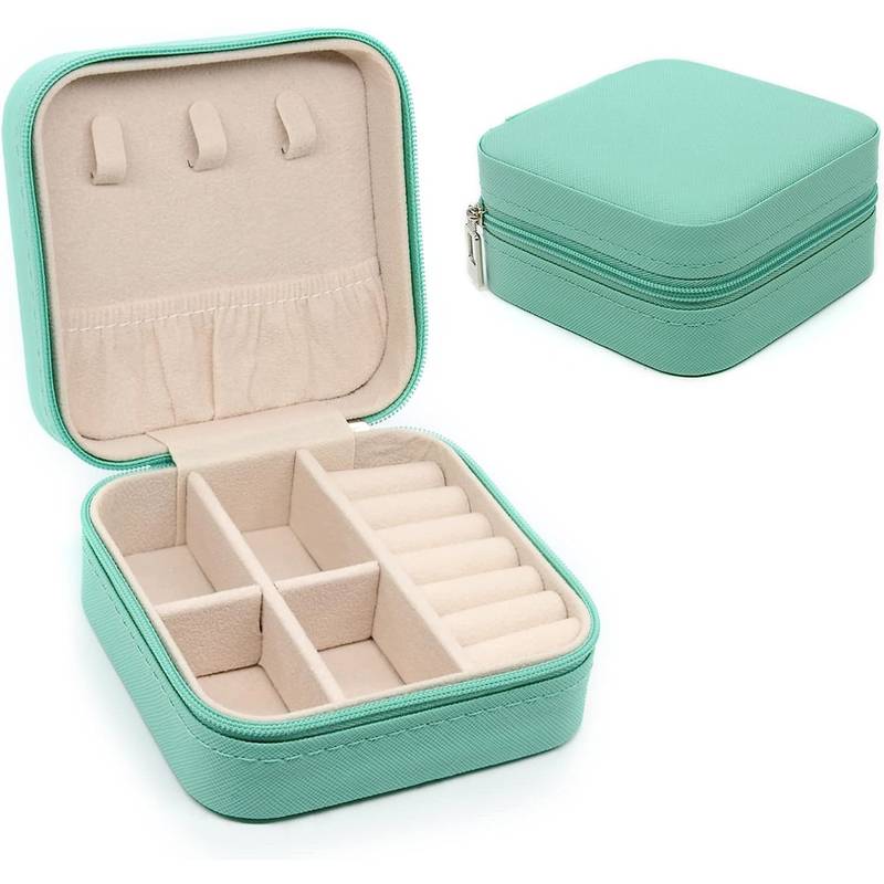 Awestuffs Green PU Leather Travel Jewellery Box