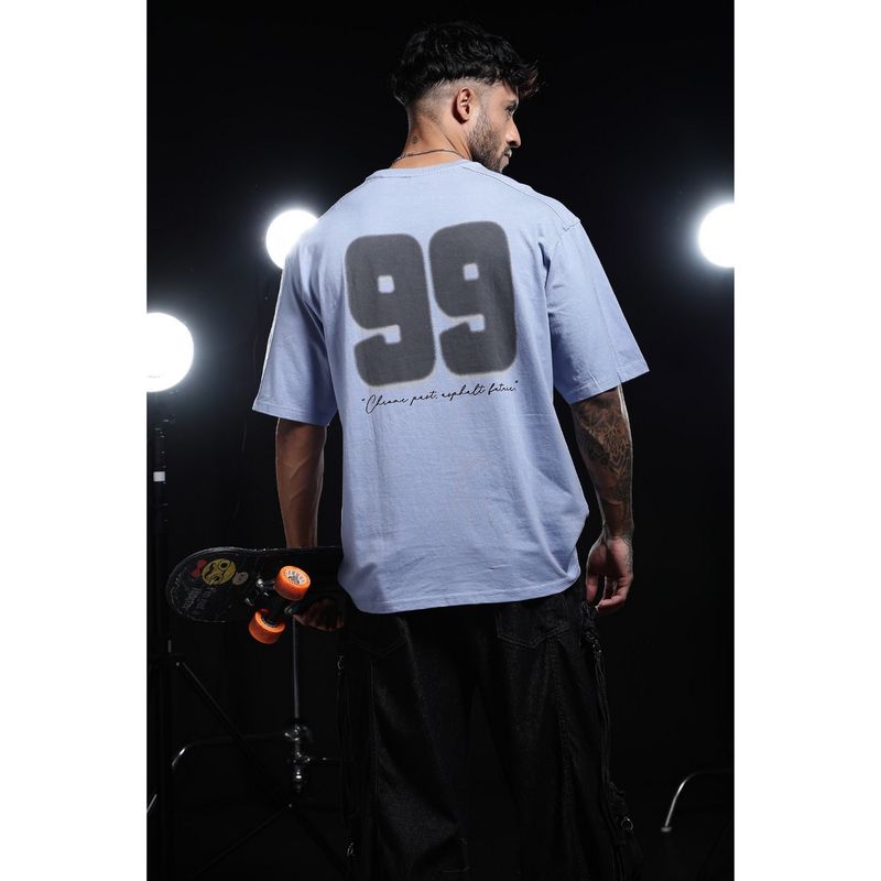 Eszett Ninty Nine Dyed Blue Oversized T-Shirt (S)