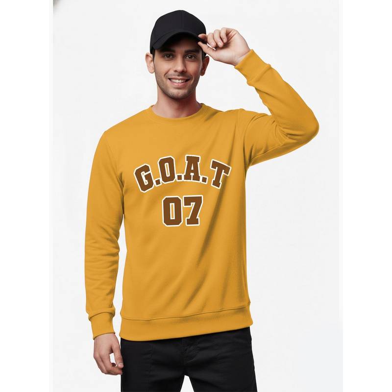 LEOTUDE Mustard Full Sleeve Printed Men Sweatshirt (2XL)