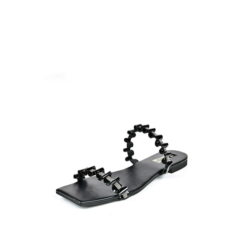 IRUSSH Embellished Black Diamond Tunnel Flats (EURO 37)