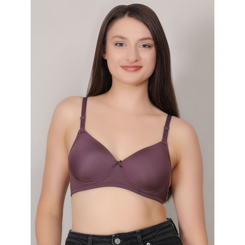 Mod & Shy Purple Solid Non-Wired Lightly Padded Medium Coverage T-Shirt Bra (32B)