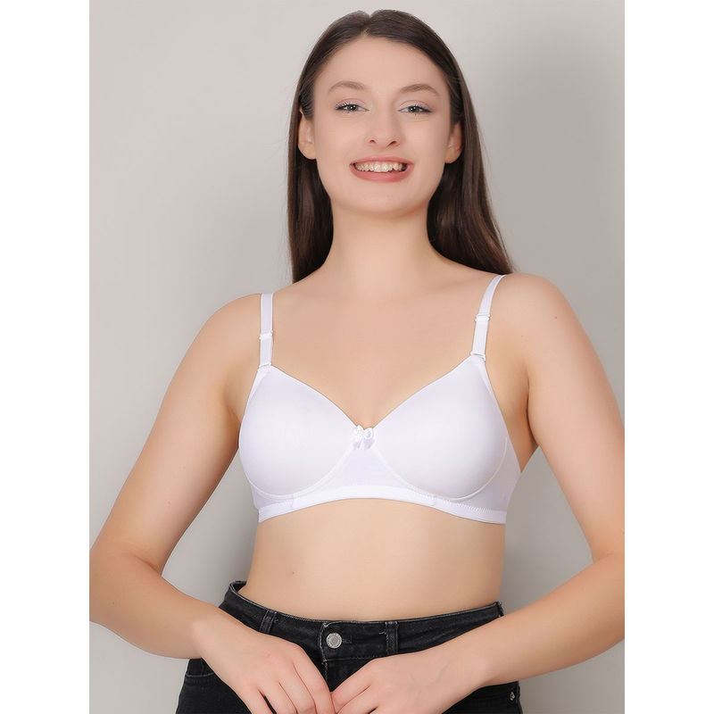 Mod & Shy White Solid Non-Wired Lightly Padded Medium Coverage T-Shirt Bra (30B)