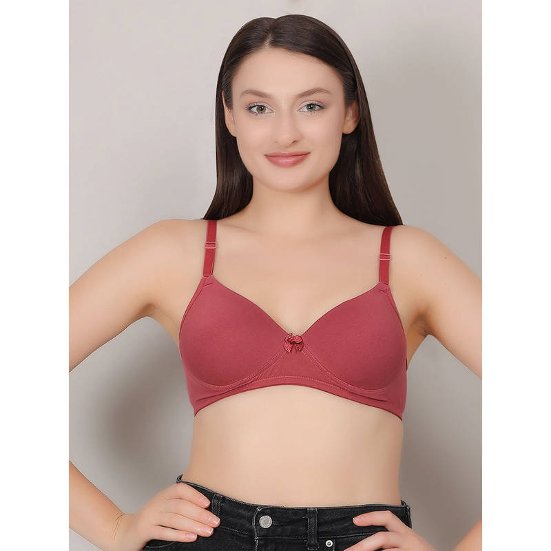 Mod & Shy Rust Solid Non-Wired Lightly Padded Medium Coverage T-Shirt Bra (30B)