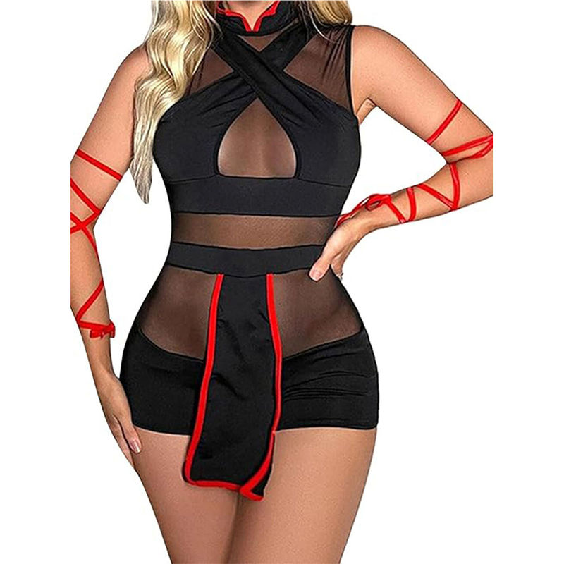 Secrets By ZeroKaata Black Solid Baby Doll Lingerie (L)