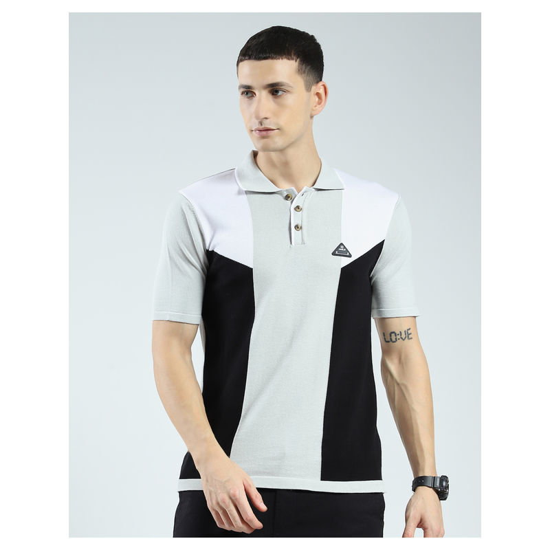 Rock.it Mens Black Colorblock Collar Neck Polo T-Shirt (L)