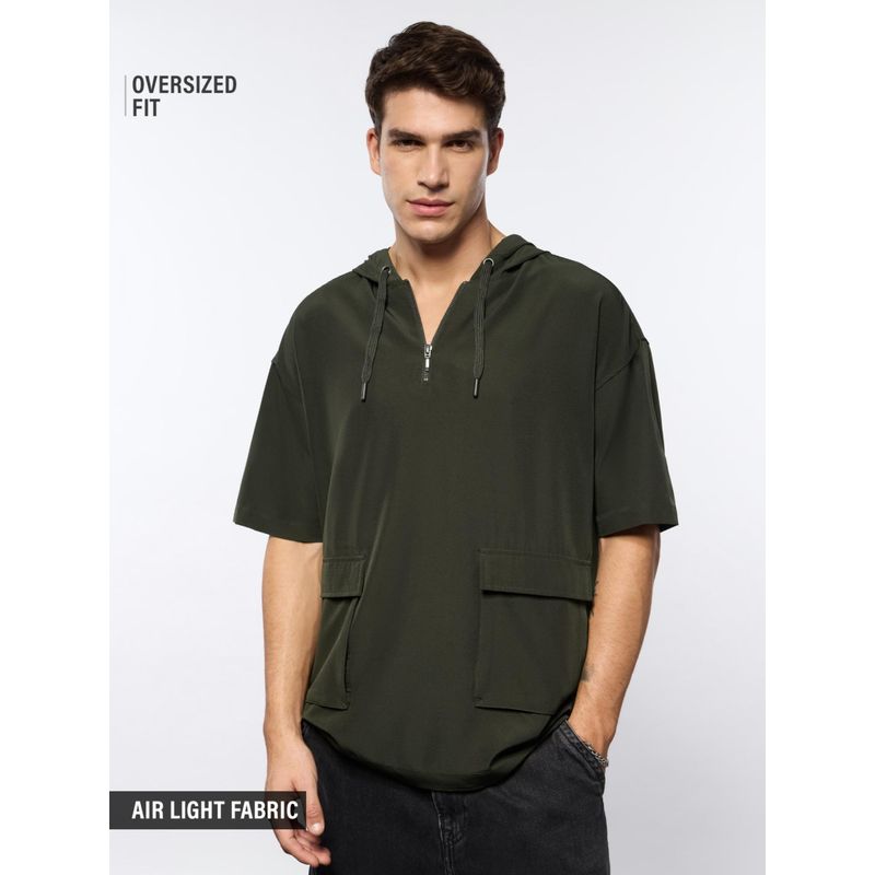 The Souled Store Originals Men Hooded T-Shirt: Olive (S)