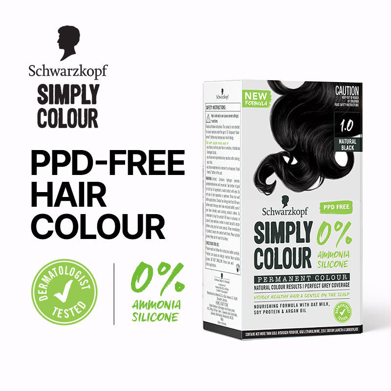 Schwarzkopf Simply Colour Permanent Hair Colour For 100% Grey Coverage - 1.00 Natural Black