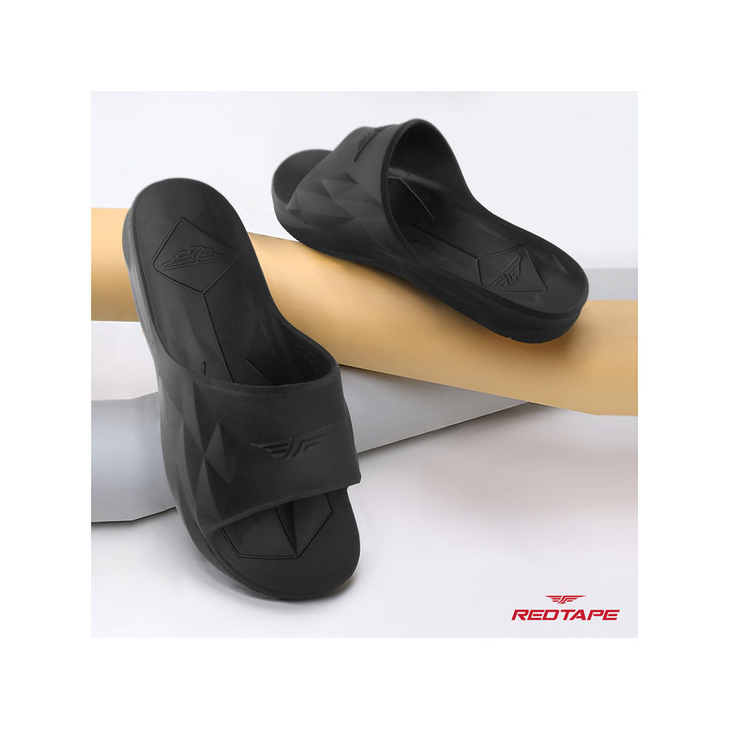 Red Tape Men EVA Comfort Sliders-Black (UK 7)