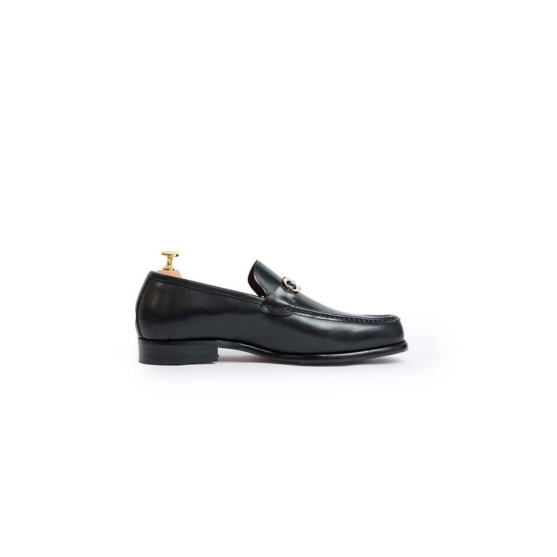 Vantier Classic Ferra Black Slip On Loafers (UK 5)