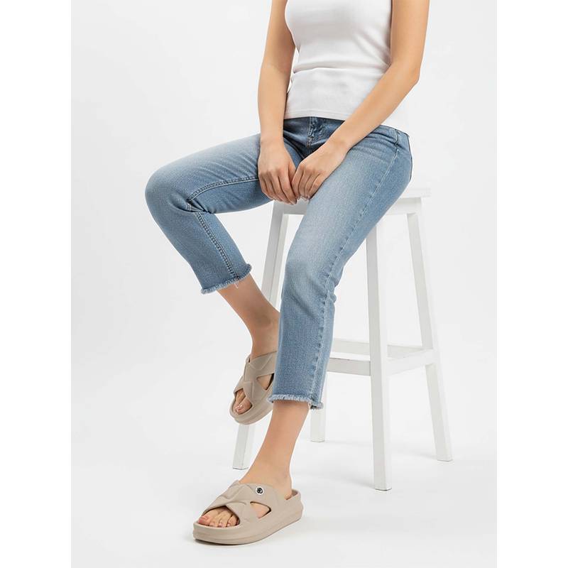 NoStrain Women Beige Waterproof Cross Strap Sandals (UK 5)