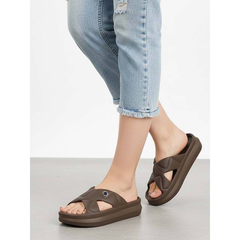 NoStrain Women Brown Waterproof Cross Strap Sandals (UK 5)
