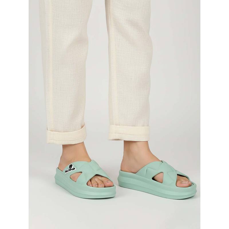 NoStrain Women Green Waterproof Cross Strap Sandals (UK 5)