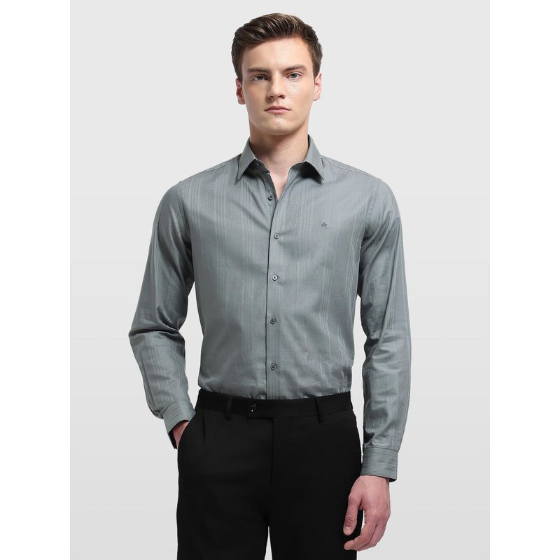 Arrow Newyork Mens Self Design Vertical Manhattan Slim Fit Grey Formal Shirt (38)