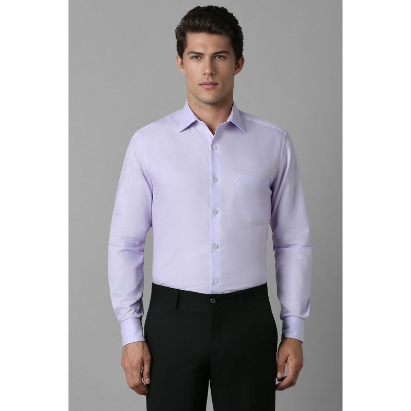 Louis Philippe Men's Cotton Wrinkle Resistant Regular fit LILAC Solid Formal Shirt (42)