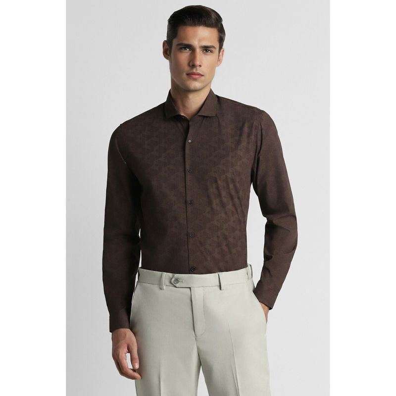 Peter England Men Brown Super Slim Fit Formal Shirt (40)