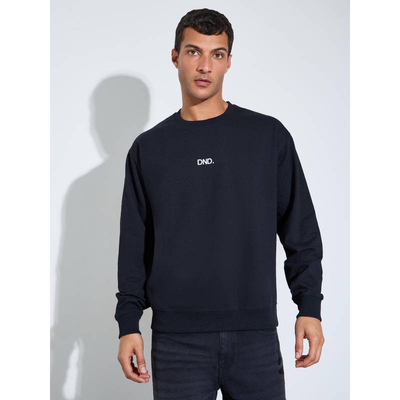 Styli Men Black Typography Print Crew-Neck Long-Sleeves Sweatshirt (S)