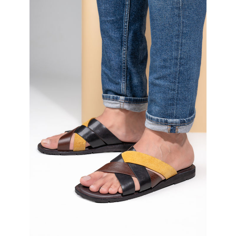 Alberto Torresi Men 271 Trendy Non Stitched Strap Leather Slippers (UK 6)