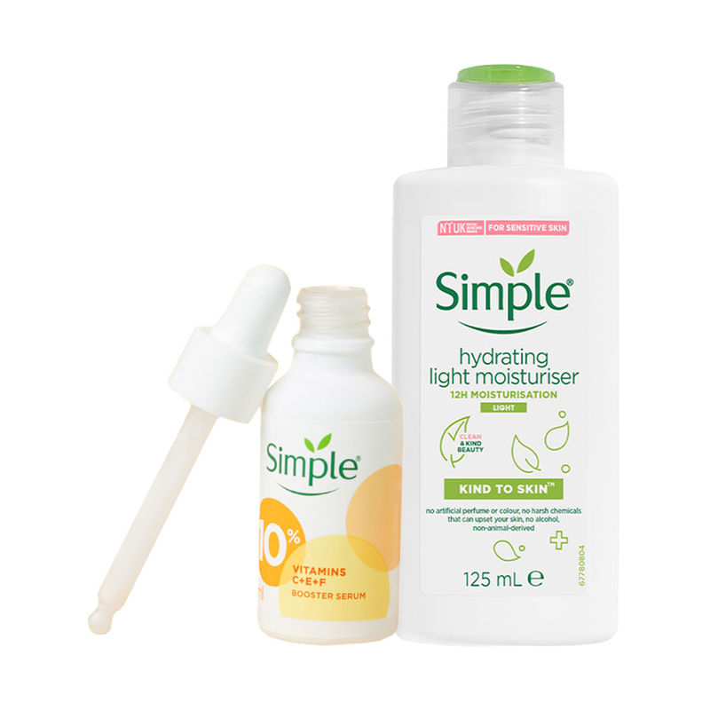 Simple Kind To Skin Hydrating Light Moisturiser & Booster Serum - 10% Vitamin C + E + F