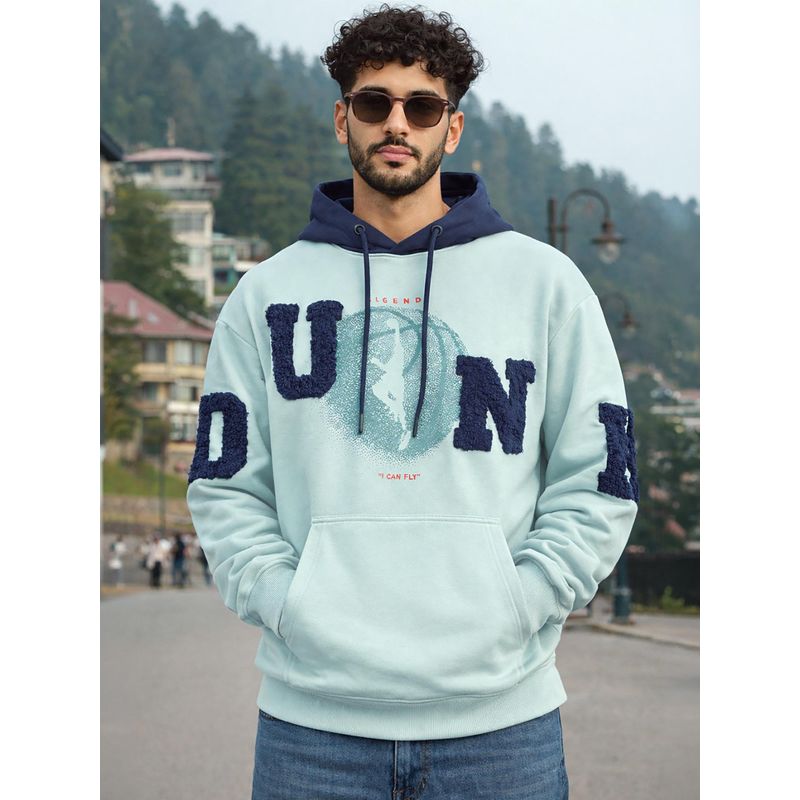 Bewakoof Men Green Dunk Typography Oversized Hoodie (L)