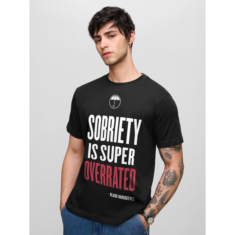 The Souled Store Official Umbrella Academy: Sobriety Men Black T-Shirt (2XL)