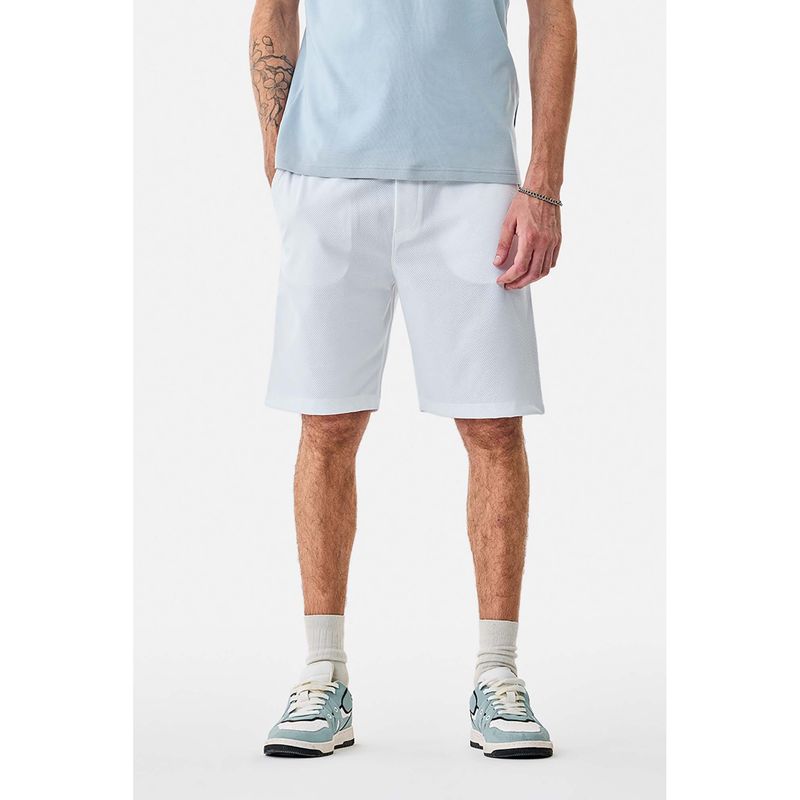 Snitch White Textured Regular Shorts (36)