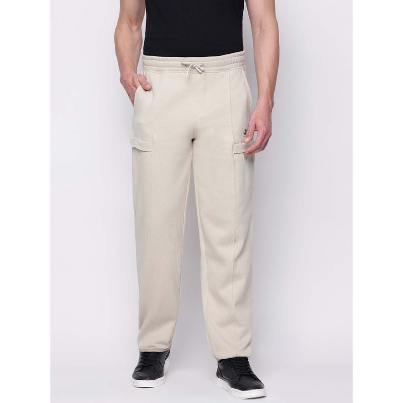Guess Men Cream Solid Regular Fit Track Pant (S)