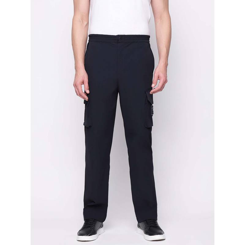 Guess Men Black Solid Regular Fit Track Pant (M)