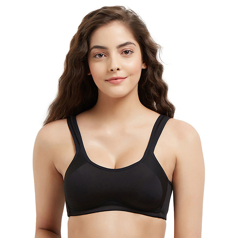 Buy Wacoal Polyester Padded Wireless Sports Bra -XB0807 - Black Online