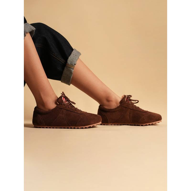 Theater Women Combat Bear Dark Brown Suede Sneakers (EURO 35)