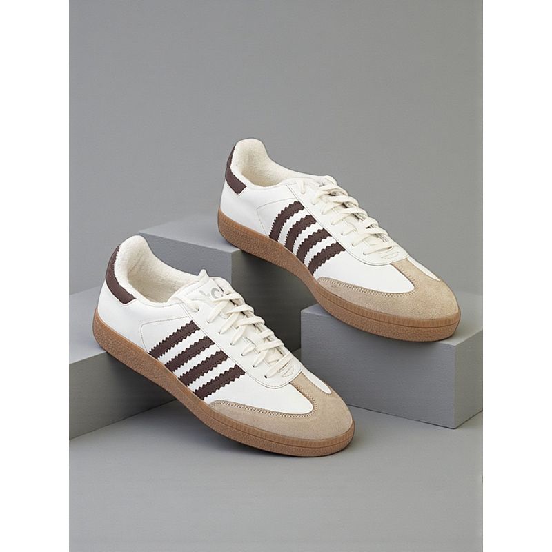 Truffle Collection Brown Leather Low Ankle Stylish Sneakers for Men (UK 6)