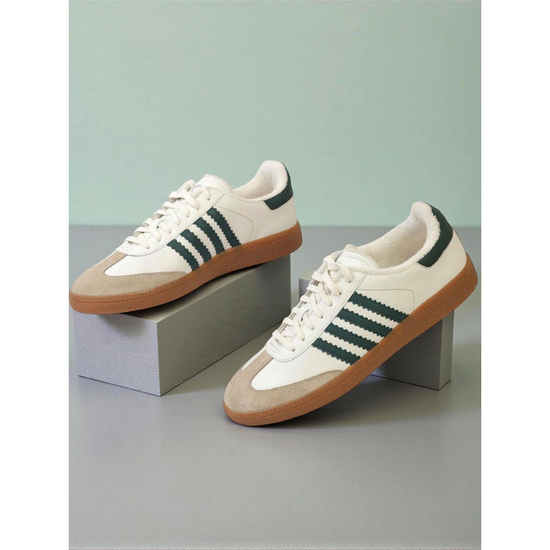 Truffle Collection Green Leather Low Ankle Stylish Sneakers for Men (UK 6)