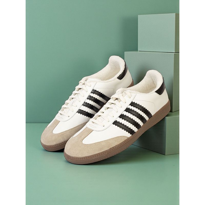 Truffle Collection White Leather Low Ankle Stylish Sneakers for Men (UK 6)