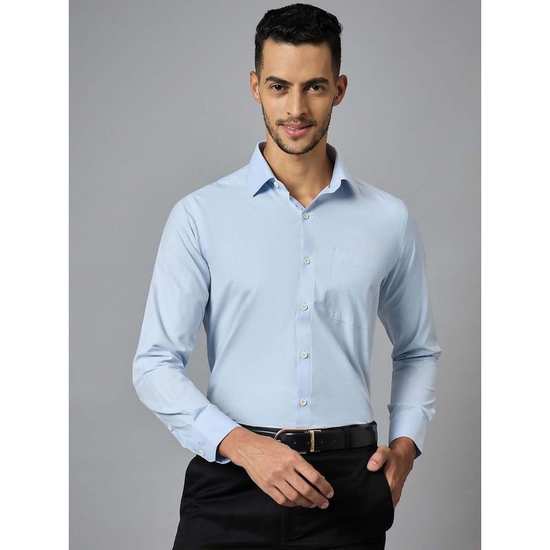 Men's Blue Full Sleeves Regular Fit Formal Shirt (42)