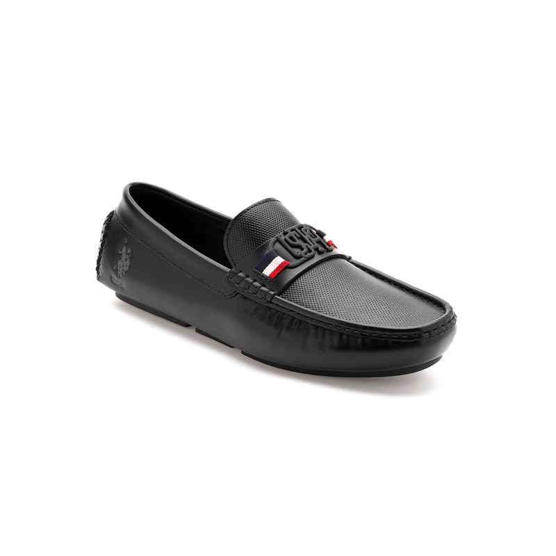 U.S. POLO ASSN. Mens Anton Black Loafers (UK 8)