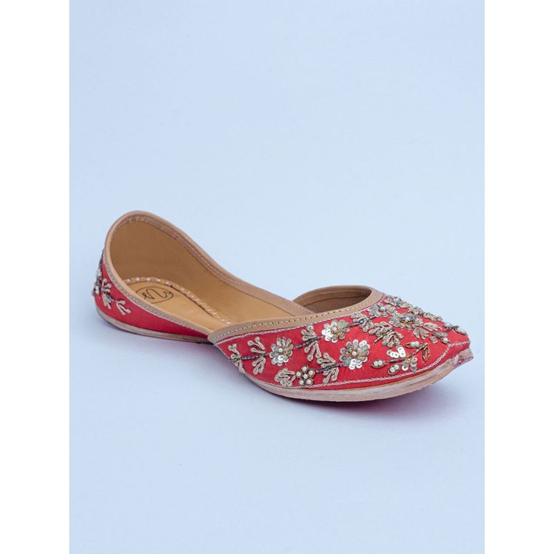 NR BY NIDHI RATHI Embellished Red Juttis (EURO 36)