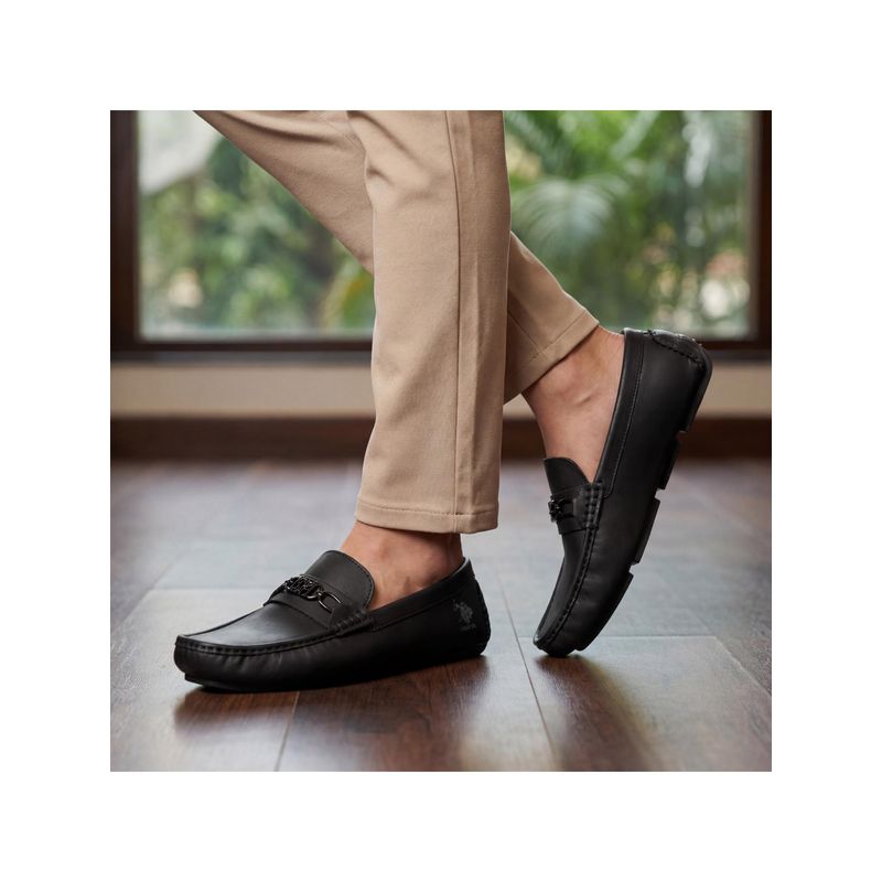 U.S. POLO ASSN. Knox Stylish Black Casual Loafers for Men (UK 7)