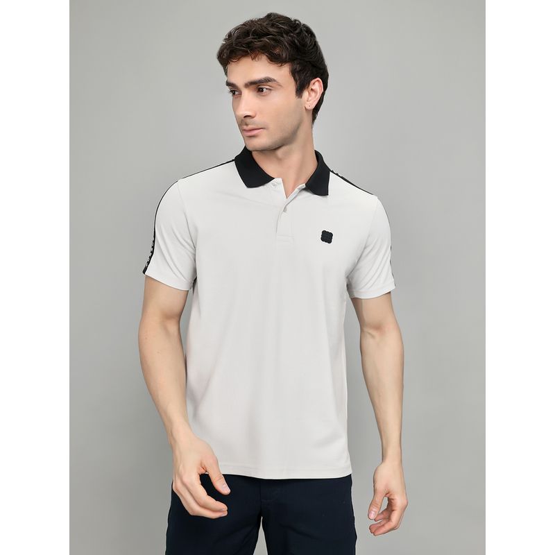 Rock.it Regular Fit Half Sleeve Grey Solid Polo T-Shirt (S)
